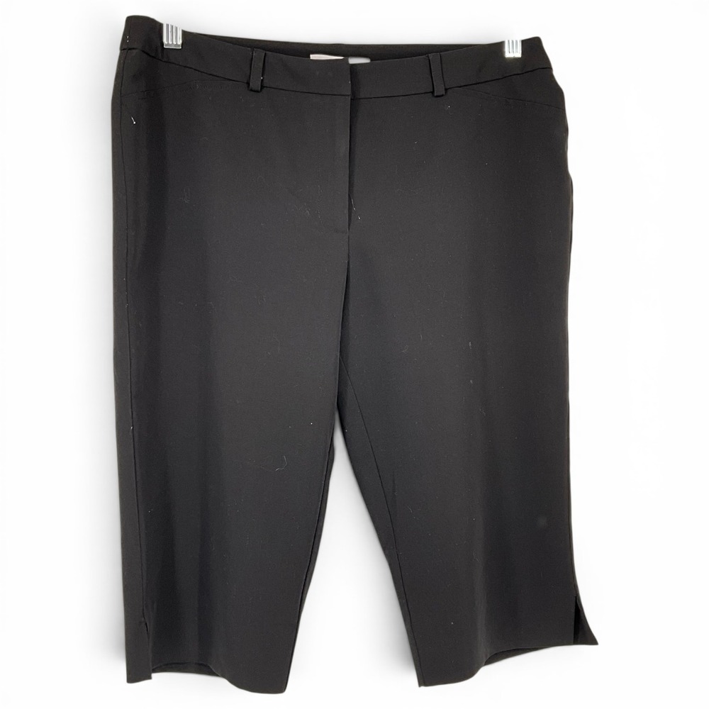 White House Black Market Black Cropped Trousers Size 12 Stretch Capri Pants
